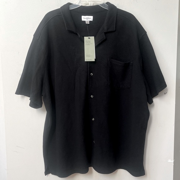 Goodfellow & Co Short Sleeve Knit Camp Shirt Mens XXL Black Midweight NWT - Picture 1 of 7